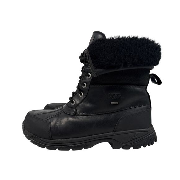 UGG Butte Winter Boots Mens 9.5 Waterproof Black Leather Sheepskin Lined‎ 5521 main image 11